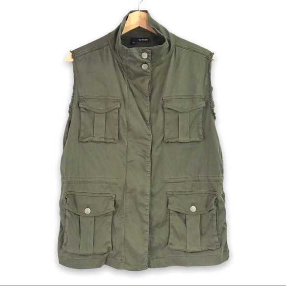 The Kooples - Olive Drab Green Stretch Tencel Field Vest - XXS - Picture 1 of 12